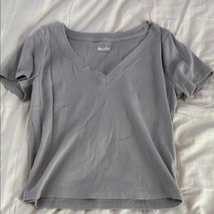 Hollister Charcoal V-Neck Short Sleeve Tee